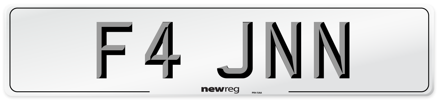 F4 JNN Number Plate from New Reg